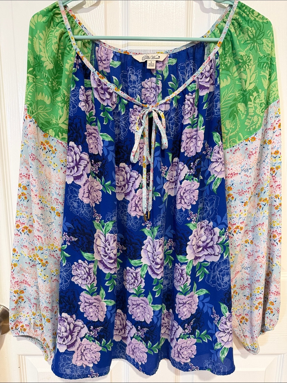 The Pioneer Woman Blue & Green Floral Patchwork Tunic